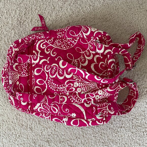 Vera Bradley Quilted Backpack in Hot Pink Twirly Birds Pattern - 12x9" - Picture 6 of 6